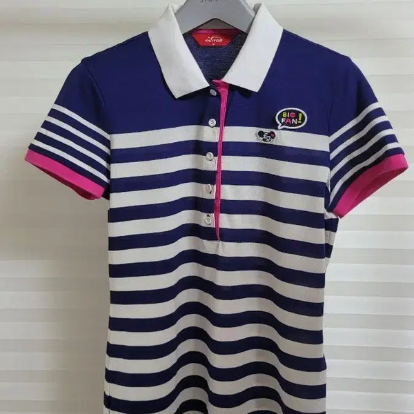 [BUNJANG] Fandom Navy Stripe Short-Sleeve T-Shirt / 팬덤 네이비 스트라이프 반팔티셔츠