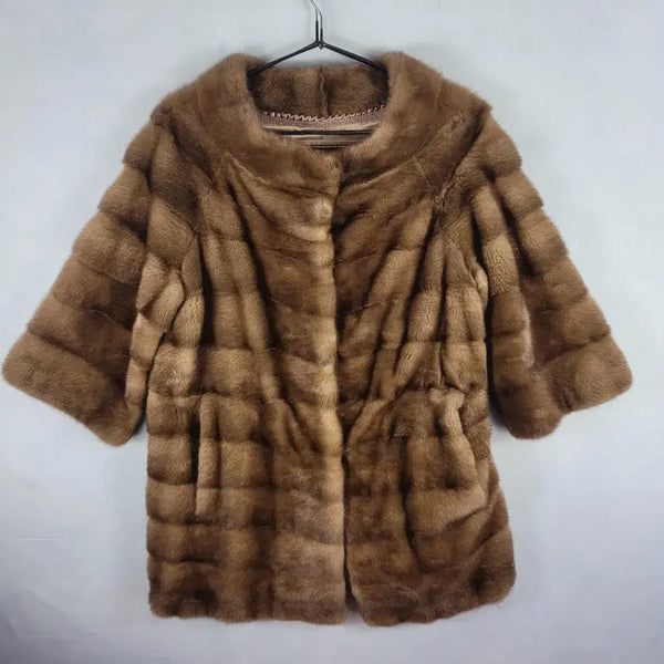 [BUNJANG] Kukjemopi Brown Fur Coat / 국제모피  브라운 퍼 코트
