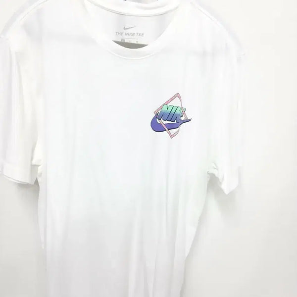 [BUNJANG] Nike White T-Shirt Multicolor Logo / 나이키 화이트 티셔츠 멀티컬러 로고