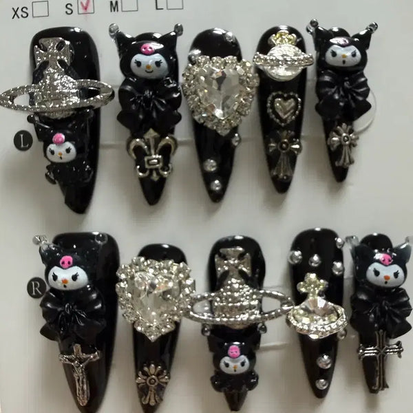 [BUNJANG] Kuromi Black Gothic Press-On Nails / 네일팁