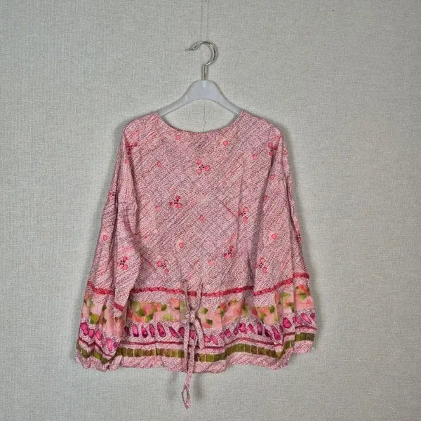 [BUNJANG] Rayon Blend Pink Flower Pattern Blouse / (#77,77반추천)레이온면혼방 핑크 플라워패턴 블라우스