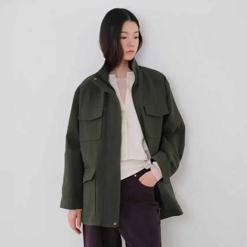 [BUNJANG] Moy Washed Pocket Khaki Jacket Outerwear / 모의 워시드 포켓 카키 자켓 아우터
