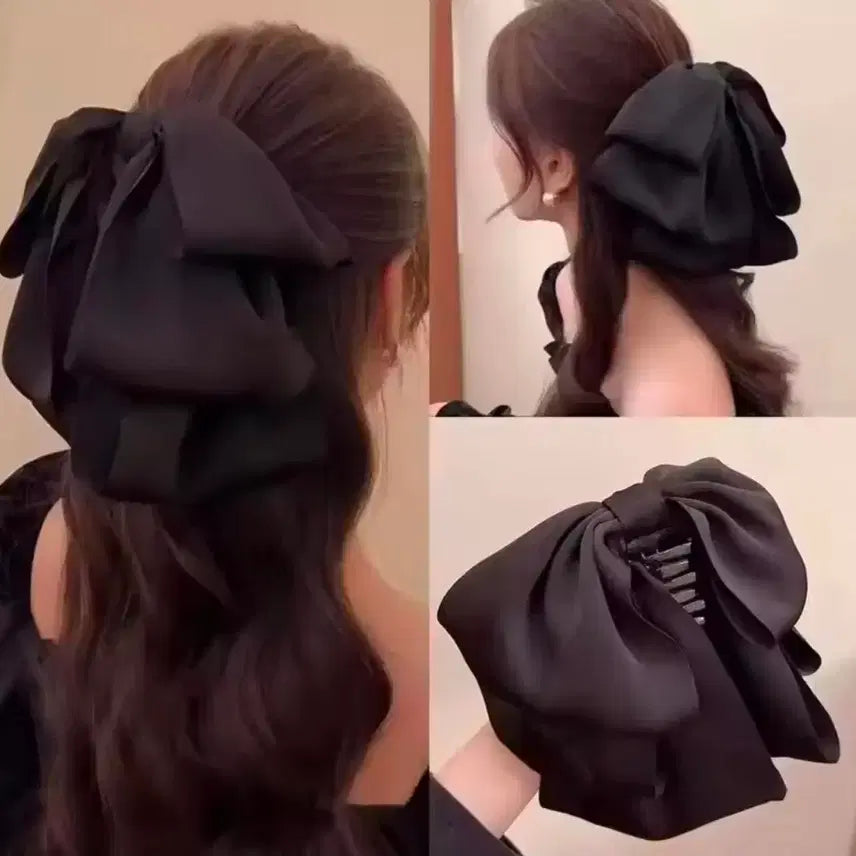 [BUNJANG] Black Big Ribbon Claw Clip / 새상품 블랙 빅리본 헤어 리본 집게핀