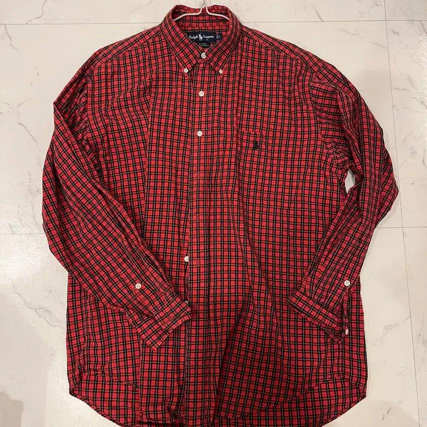 [BUNJANG] Ralph Lauren Red Blake Check Pattern Long Sleeve Shirt / 랄프 로렌 체크 패턴 긴팔 셔츠 레드 블레이크