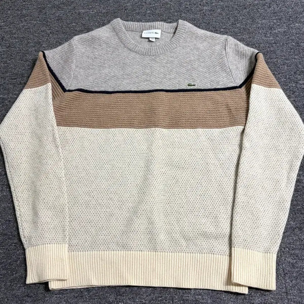 [BUNJANG] Lacoste Block Round Neck Knit / 라코스테 블록 라운드넥 니트