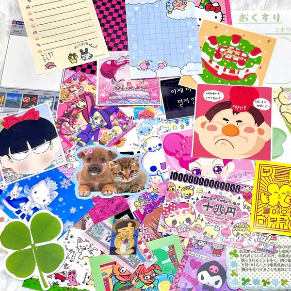 [BUNJANG] Diary Setup Set - Memo Pad, Stickers, Cards (Random Assortment) / 메모지 스티커 카드 다이어리셋업용 세트
