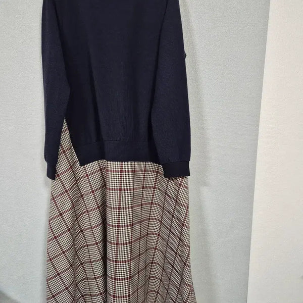 [BUNJANG] Checkered Layered Long Sleeve Dress / 체크 레이어드 긴팔원피스 66
