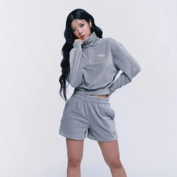 [BUNJANG] Born to Win Velour Half Zip-Up Fleece - Size 2 / 본투윈 벨루어 하프 반집업 2사이즈 후리스