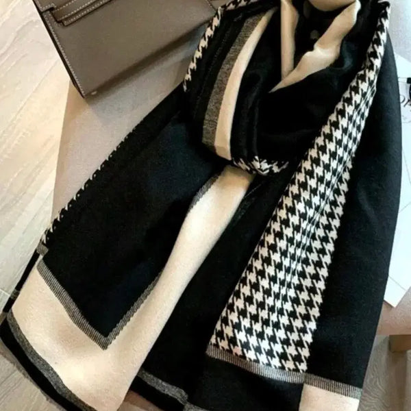 [BUNJANG] Luxury Houndstooth Pattern Scarf / [새상품] 고급스러운 하운드패턴 스카프