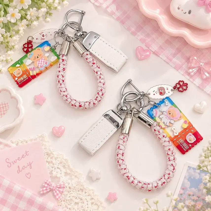 [BUNJANG] Rainbow Bear Car Keychain / 레인보우 곰돌이 차키링