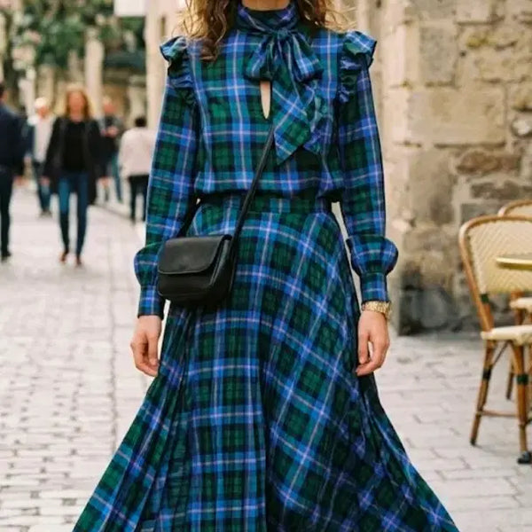 [BUNJANG] MSGM Check Pattern Two-Piece Set (Blouse + Skirt) / MSGM 체크패턴 투피스 (블라우스 + 치마)
