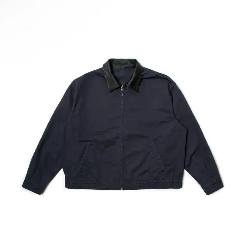 [BUNJANG] Wackoz Leather Collar Sports Jacket Navy / 뤡코즈 레더 카라 스포츠 자켓 네이비 1
