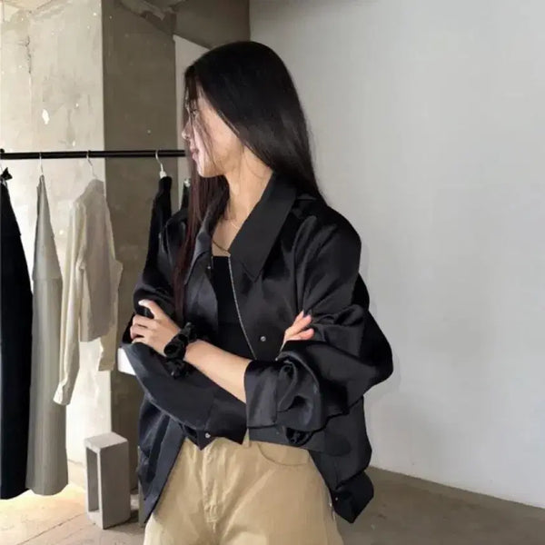 [BUNJANG] Love Yousomuch Satin Blouson / 러브유쏘머치 새틴 블루종