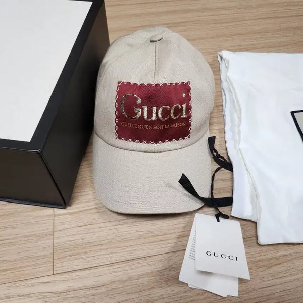 [BUNJANG] Gucci Label Cotton Baseball Cap Beige / [정품] 구찌 라벨 코튼 볼캡 베이지