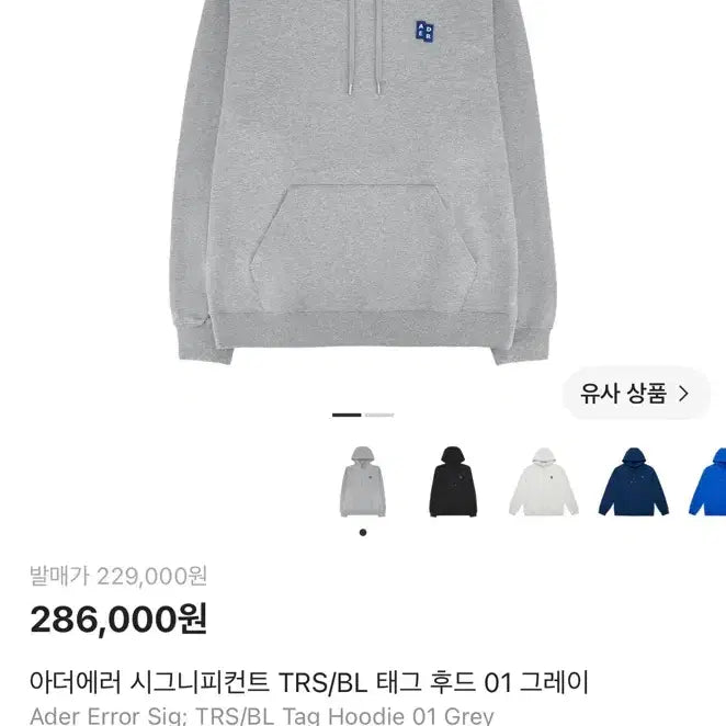 [BUNJANG] Ader Error Significant Hoodie Grey XL / 아더에러 시그니피컨트 후드 그레이 XL