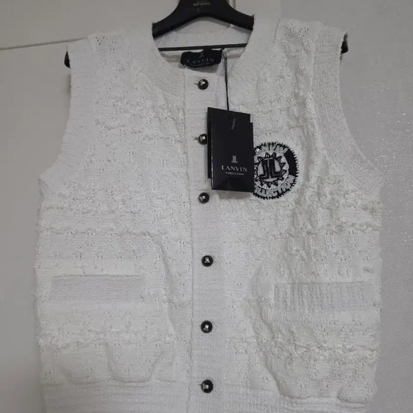 [BUNJANG] Lanvin Logo Sequin Embroidered Vest / 랑방 로고 스팽글 자수 베스트