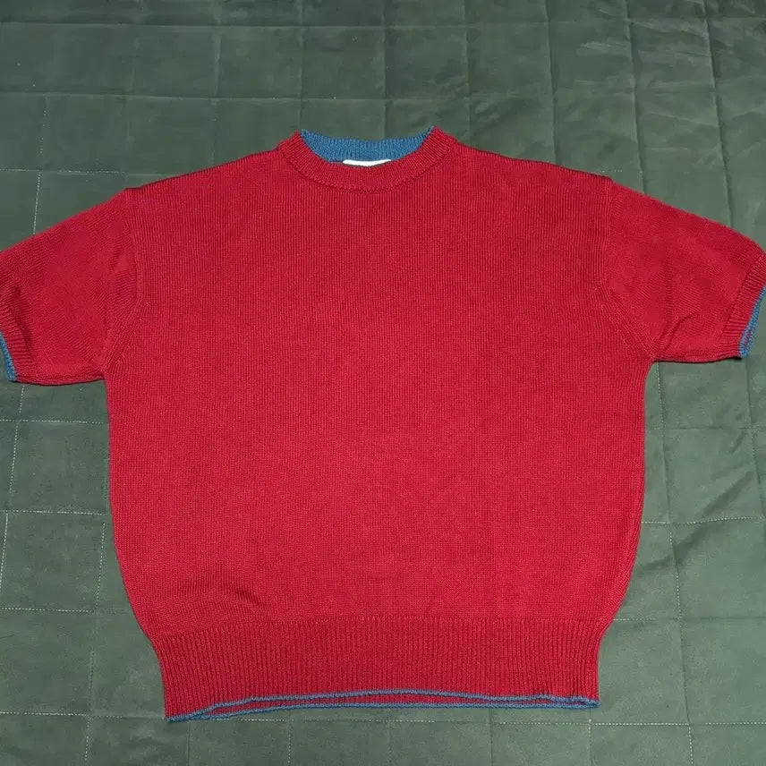[BUNJANG] Waviness Drift Roundneck Half Knit Red/Blue / 웨이비니스 드리프트 라운드넥 하프니트 레드블루