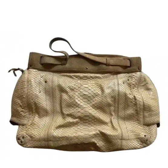 [BUNJANG] Jerome Dreyfuss Carlos Python Handbag Mustard Yellow x Brown Leather / Jerome Dreyfuss Carlos 핸드백 스네이크 스킨