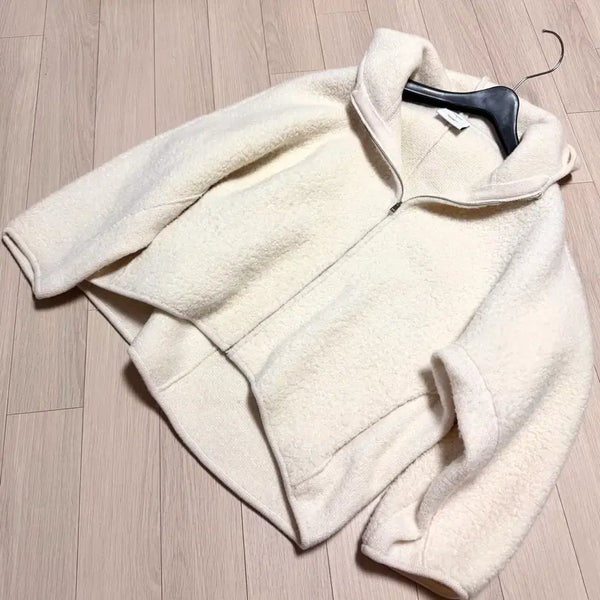 [BUNJANG] SYSTEM Wool Dumble Hooded Zip-Up Jacket Cardigan / 한섬 시스템 SYSTEM 완판템 울 덤블 후드 집업 자켓 점퍼 가디건 뽀글이 부클