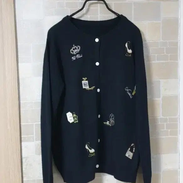 [BUNJANG] Women's Black Embroidered Cardigan / 여성 블랙자수가디건(새옷)
