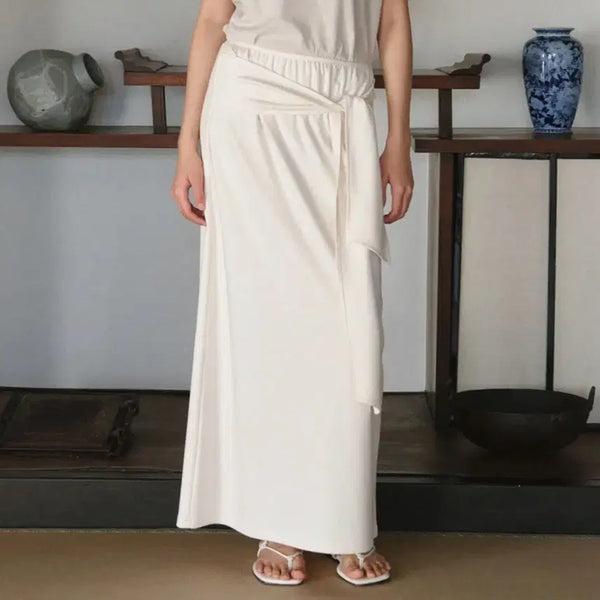 [BUNJANG] Tenue S Jersey Tie Long Skirt / 10만원대 테누브 s 저지 타이 롱 스커트