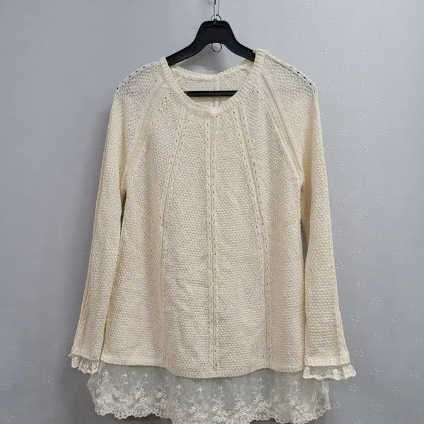 [BUNJANG] Ivory Lace Hem Knit Sweater / 66)아이보리 레이스 밑단 니트