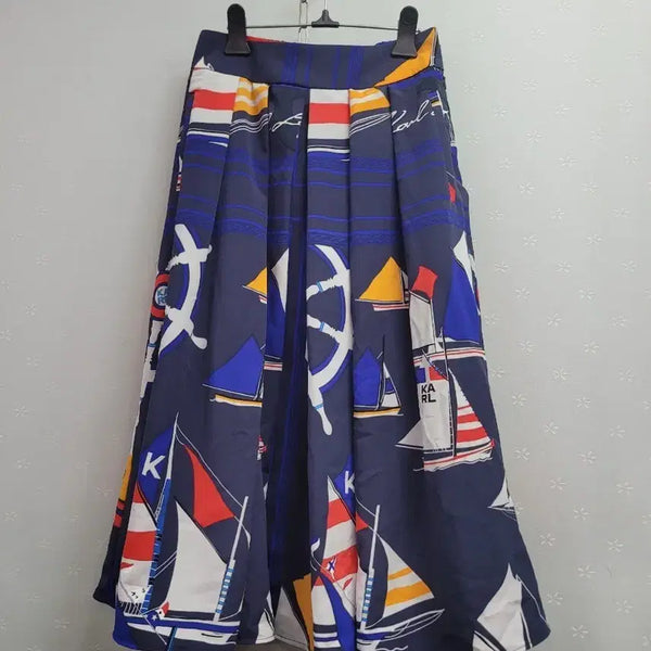 [BUNJANG] Karl Lagerfeld Navy Boat Pattern Long Skirt / 55~66)칼라거펠트 스커트