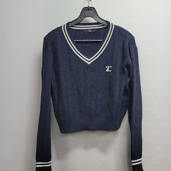[BUNJANG] ZOOC V-Neck Cropped Knit Navy (Size 55-66) / 55~66)주크 브이넥 크롭니트