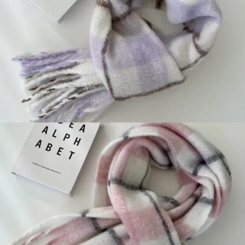 [BUNJANG] Pastel Check Muffler Scarf / 파스텔 체크 머플러 새상품