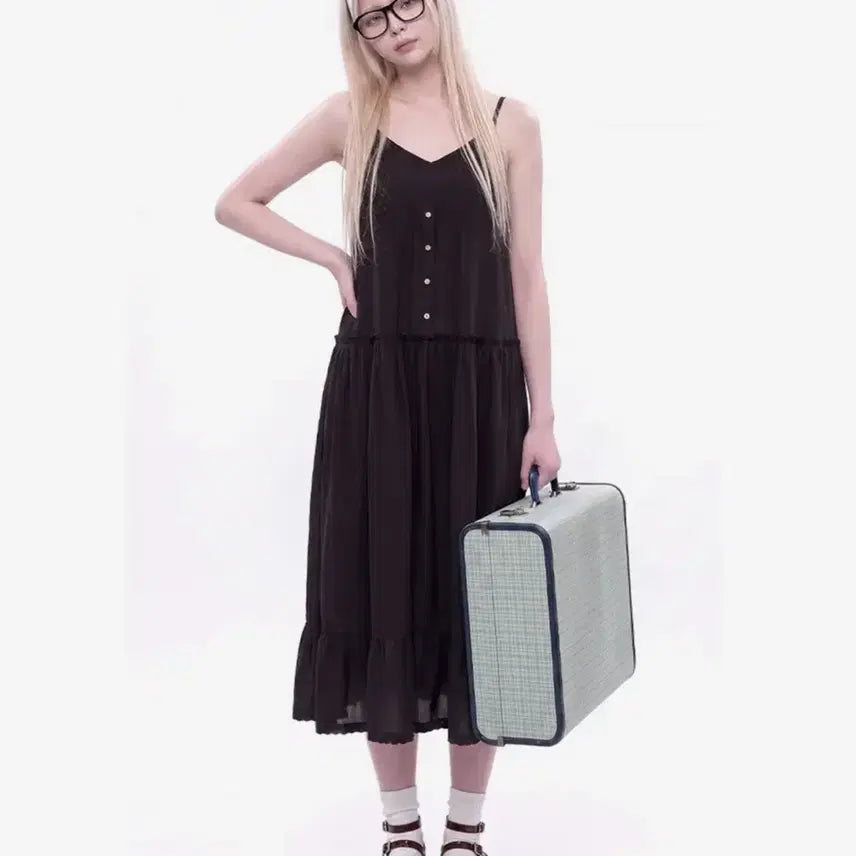 [BUNJANG] Black Long Dress / (구입가128000원) 레이어드 또는 단독 롱원피스 블랙