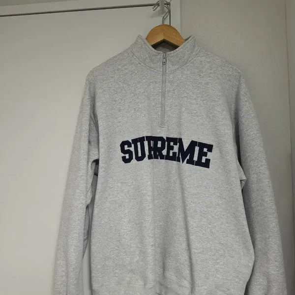 [BUNJANG] Supreme Collegiate Half Zip Pullover Ash Grey XL / [XL] 슈프림 컬리지에이트 하프집 반집업 풀오버 애쉬그레이