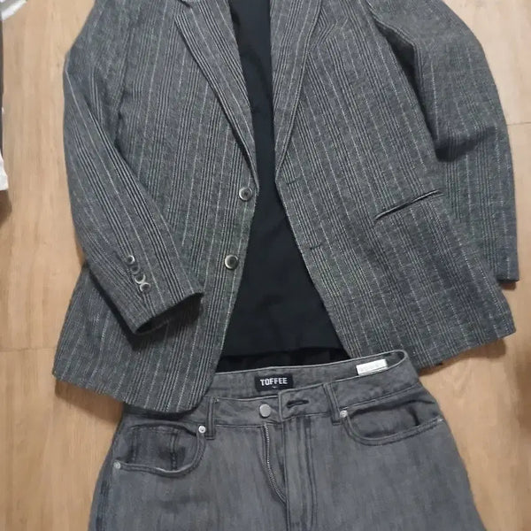 [BUNJANG] Saint Grey Wool Jacket (Size 52) & Topi Denim Grey Pants (Size L) Set / saint 울재킷52과 토피데님 회색바지L 세트