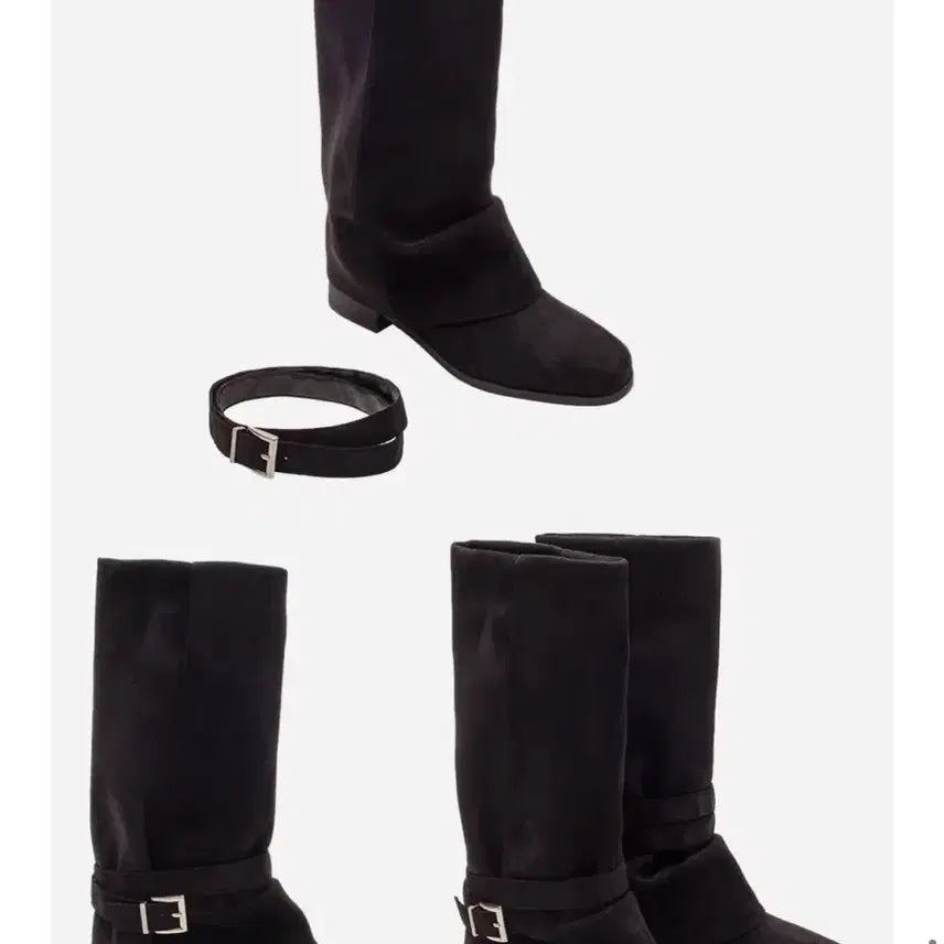 [BUNJANG] Tactroyime Black Belt Boots Suede / 타크트로이메 블랙 벨트 부츠