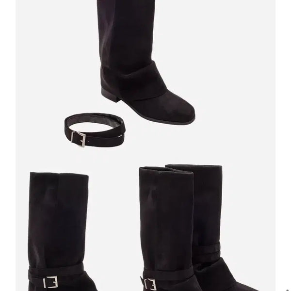 [BUNJANG] Tactroyime Black Belt Boots Suede / 타크트로이메 블랙 벨트 부츠