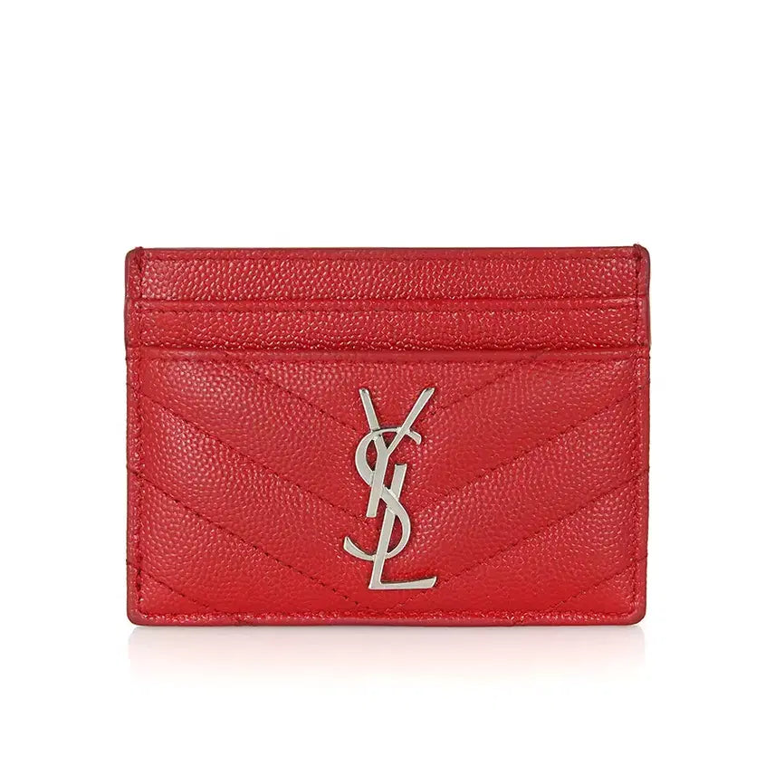 [BUNJANG] Saint Laurent Monogram Caviar Card Holder Red / 생로랑 모노그램 캐비어 카드지갑 YSL 레드 명함지갑 423291