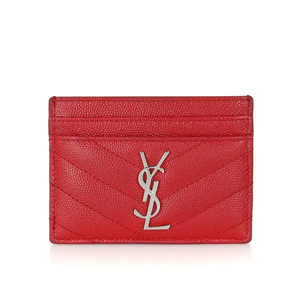 [BUNJANG] Saint Laurent Monogram Caviar Card Holder Red / 생로랑 모노그램 캐비어 카드지갑 YSL 레드 명함지갑 423291