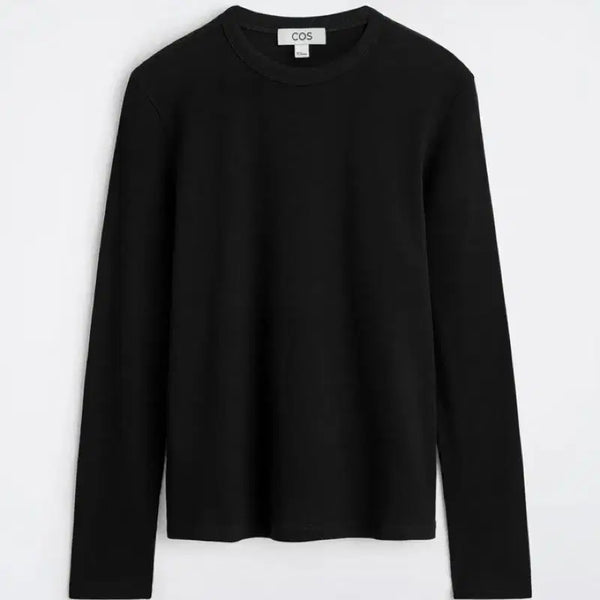 [BUNJANG] COS Slim Ribbed Longsleeve Black L / (새상품) 코스 슬림 리브드 롱슬리브 블랙 L
