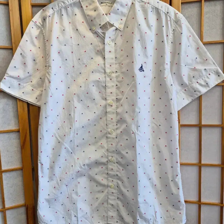 [BUNJANG] Beanpole Short Sleeve Shirt White Pattern Size 100 / 빈폴 반팔 셔츠 화이트 패턴 100