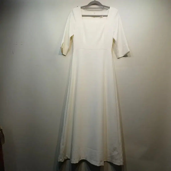 [BUNJANG] White Square Neck Long Dress - Small Size / 화이트 스퀘어넥 롱 원피스스몰사이즈 봄가을    690126