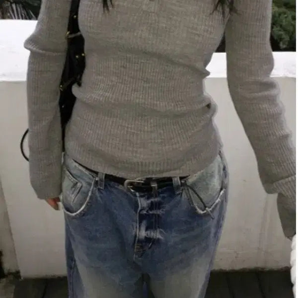 [BUNJANG] Easeas Grey Rib Knit / Easeas 이즈이즈 그레이 립 니 트