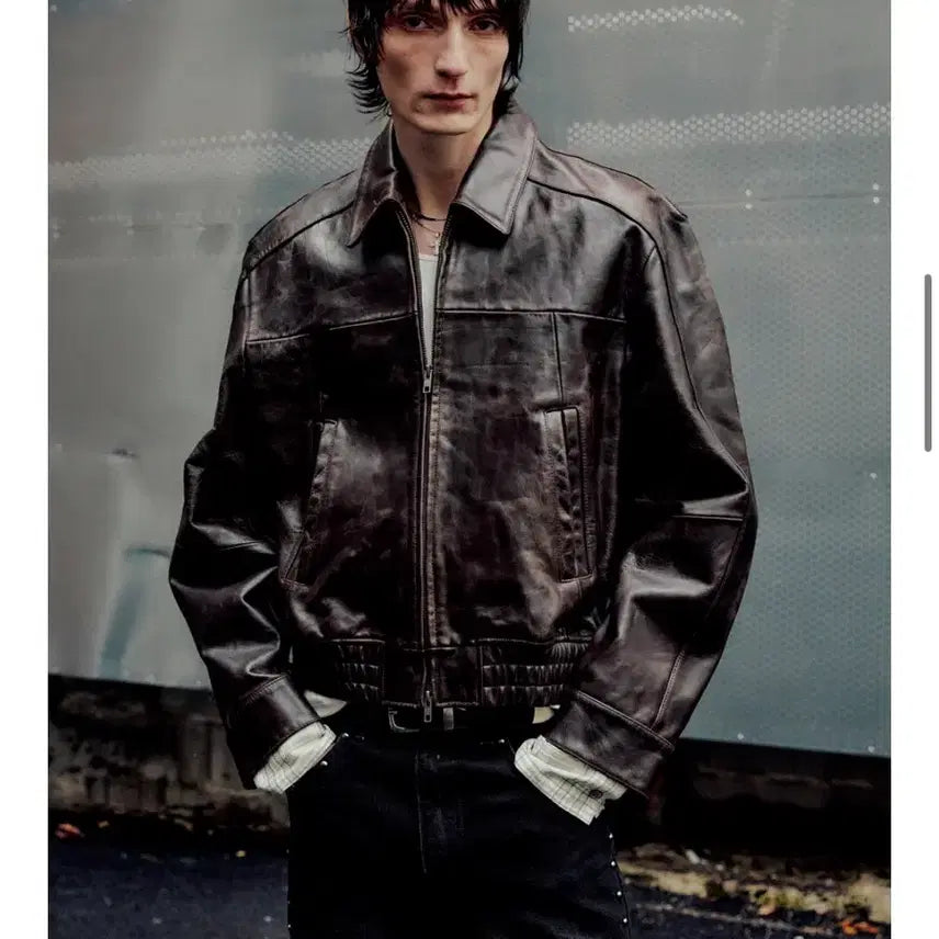 [BUNJANG]  Elwood Coated Lambskin Blouson Size 46 / 엘무드 코티드 램스킨 블루종