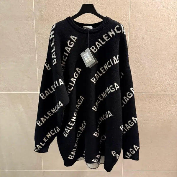 [BUNJANG] Balenciaga Multi-Logo Oversized Knit / 발렌시아가 멀티로고 오버핏 니트 백화점판 [정품, M]