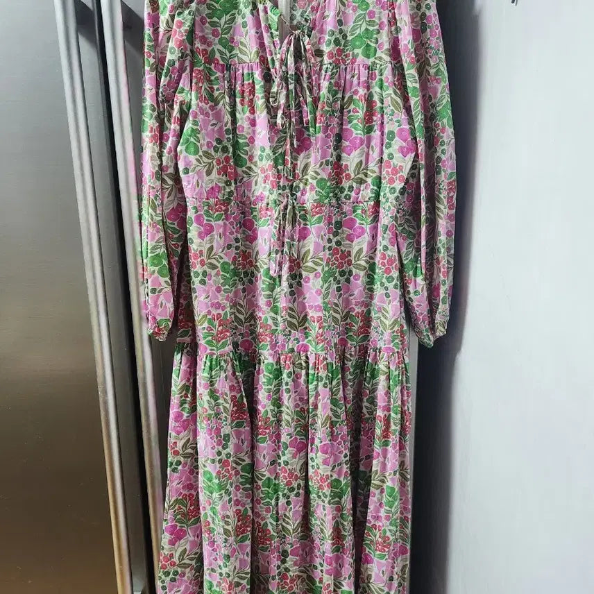 [BUNJANG] Floral Pattern Long Dress (Size 66-77) / 플로럴 패턴 롱 원피스 66~77