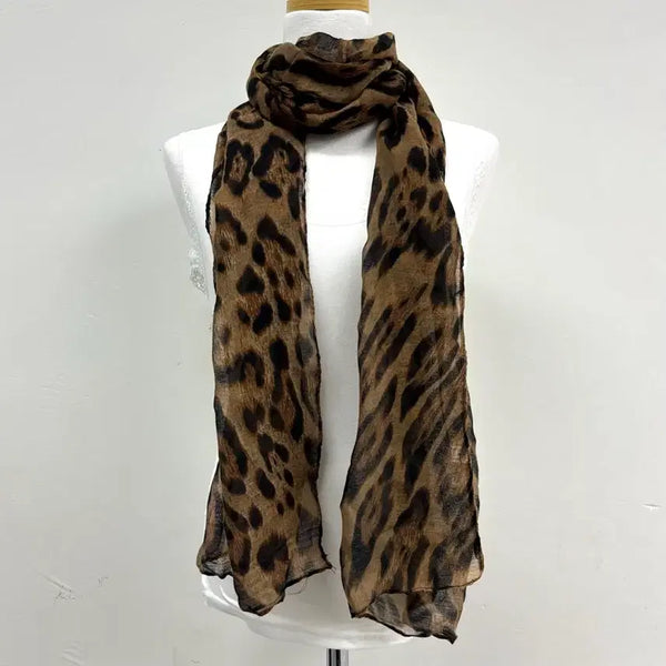 [BUNJANG] Brown Leopard Rock Chic Punk Muffler Scarf / 브라운 레오파드 락시크 펑크 머플러 스카프 목도리