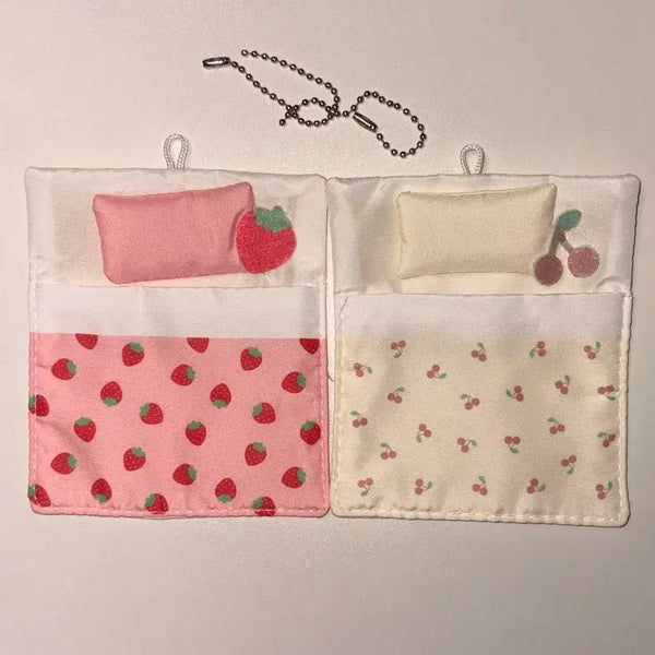 [BUNJANG] Strawberry Cherry Bedding Bundle Set Doll Clothes / 인형옷 침대 이불 딸기, 체리 일괄