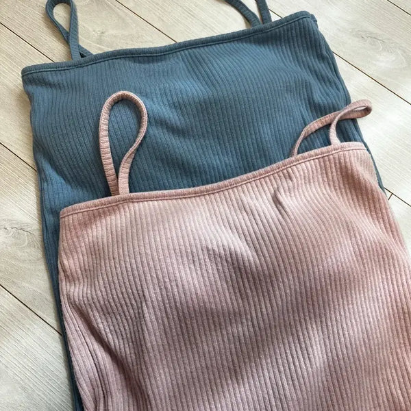 [BUNJANG] 98Dossi Ribbed Crop Top Pink/Blue / 98도씨 골지 크롭탑 핑크/블루(개당 가격)