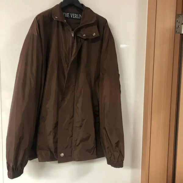 [BUNJANG] TheBerlin Brown Crinkled Windbreaker Jacket / 더베를린 바스락 브라운 윈드브레이커 바람막이 야상 점퍼 자켓 재킷 갈색 유틸리티