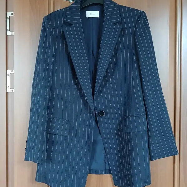 [BUNJANG] JJ JIGOTT Navy Stripe Jacket - Size 55 / JJ지고트 네이비 스트라이프 재킷 55
