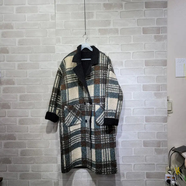 [BUNJANG] Check Long Coat / ㅎ2671 체크 롱코트 F