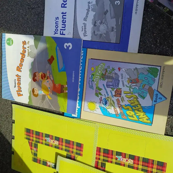 [BUNJANG] Yoon's Phonics Readers Book Set with Folding Panel / 윤선생 파닉스 리더스 책자3개.접이식 판넬
